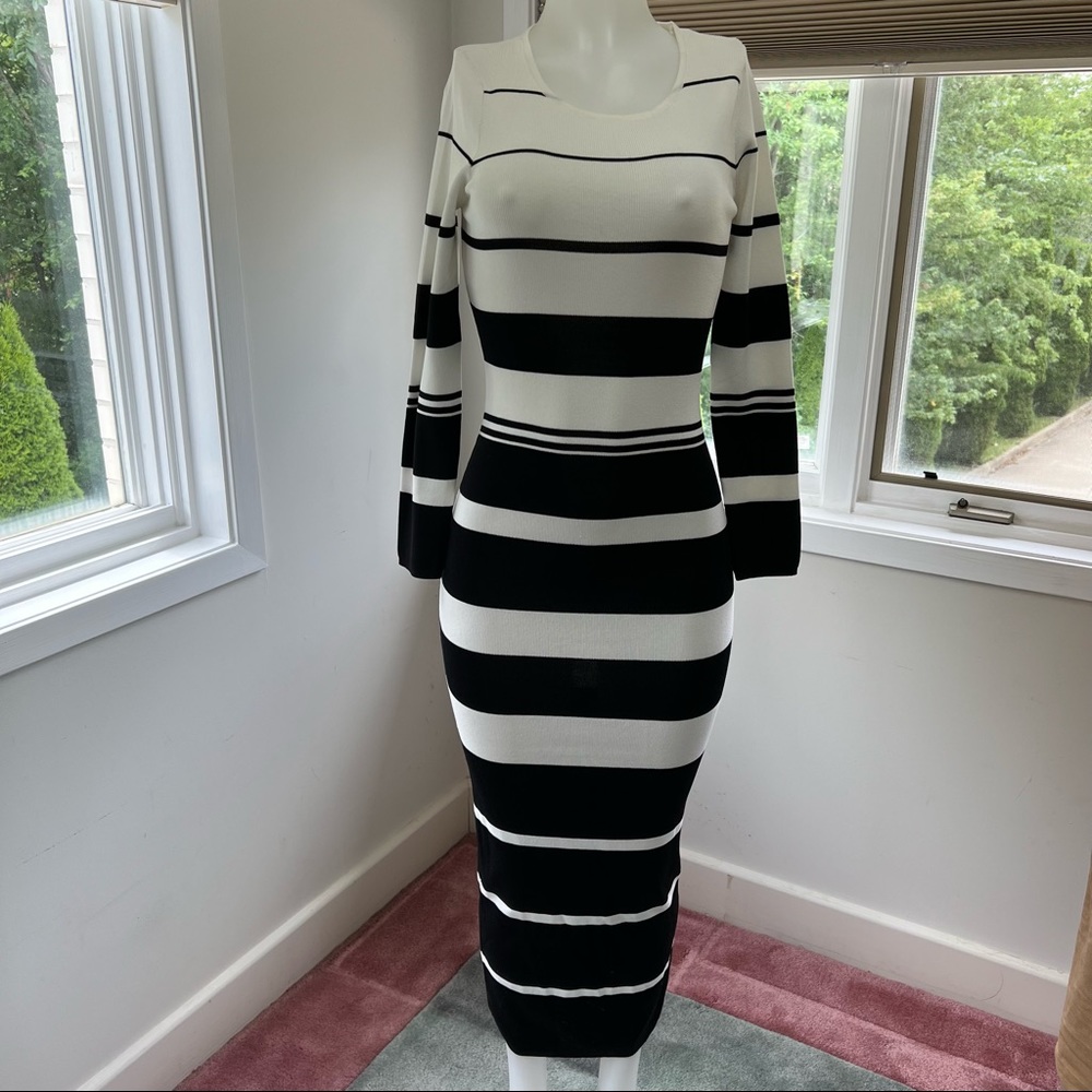 New JLUXLABEL black and white striped dress- size small